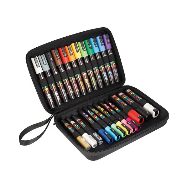 Uni-ball 186824 - Posca Marker, 24 Acrylstifte Im Koffer, Für Viele Oberflächen Geeignet, Verschiedene Spitzen Und Farben thumbnail