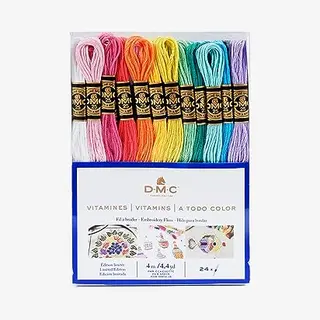 Dmc - Assortiment Van Speciaal Gemalen Garen 117MC – Kleuren Vitaminen, 100% Katoen – 24 Strengen Van 4 Meter | Borduurgaren, Ideaal Kruissteek