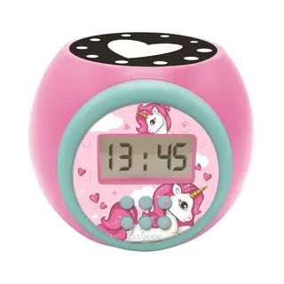 Lexibook Projector Alarm Clock Unicorn With Snooze Function And Alarm Function, Night Light With Timer, Lcd Screen, Battery Operated, Pink, RL977UNI