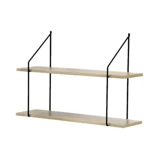 Calicosy - Wandrek Met 2 Verdiepingen - Houten Decor - Spaanplaat - Metalen Steunen - Plank Om Te Bevestigen - Voor Woonkamer, Hal, Woonkamer Of