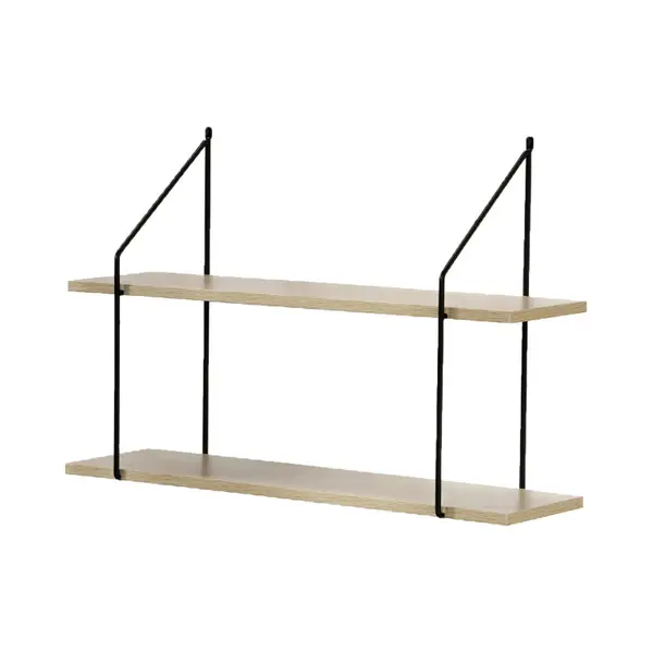 Calicosy - Wandrek Met 2 Verdiepingen - Houten Decor - Spaanplaat - Metalen Steunen - Plank Om Te Bevestigen - Voor Woonkamer, Hal, Woonkamer Of thumbnail