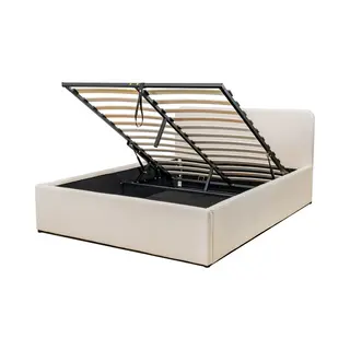 Calicosy - Opbergbed 160x200 Cm Met Hoofdbord Bekleed Met Beige - Livy