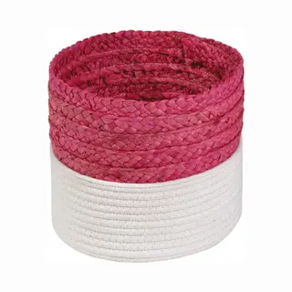 Calicosy - Mand Tweekleurig Wit En Roze In Touw 23x21cm