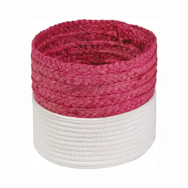 Calicosy - Mand Tweekleurig Wit En Roze In Touw 23x21cm thumbnail