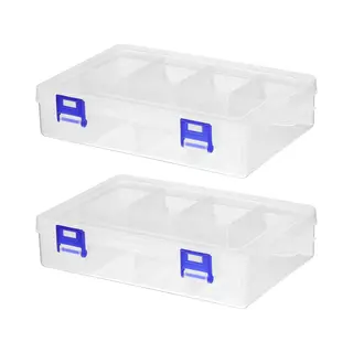 Doorzichtige Plastic Opbergdozen - 2-stuks - Plastic Opbergdozen Met 8 Compartimenten - Rechthoekige Opbergcontainer Voor Schroeven En Kralen