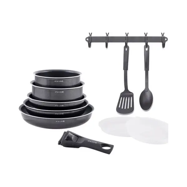 Kookgerei - Alle Warmtebronnen Inclusief Inductie - Art & Cuisine - AC1083 - Aluminium - 10 Stuks - Zwart thumbnail