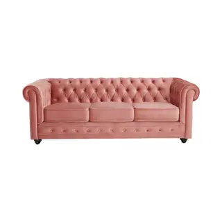 Vente-unique Sofa 3-Sitzer - Samt - Rosa - Chesterfield