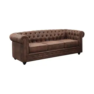 Vente-unique Chesterfield Tuxedo sofa 3 Sitz(e) Braun