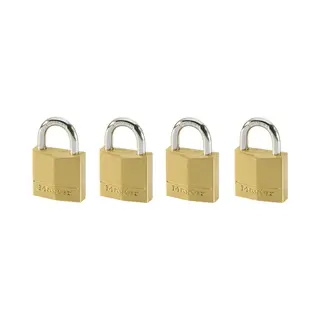 Master Lock 20mm wide solid brass body padlock; 4-pack