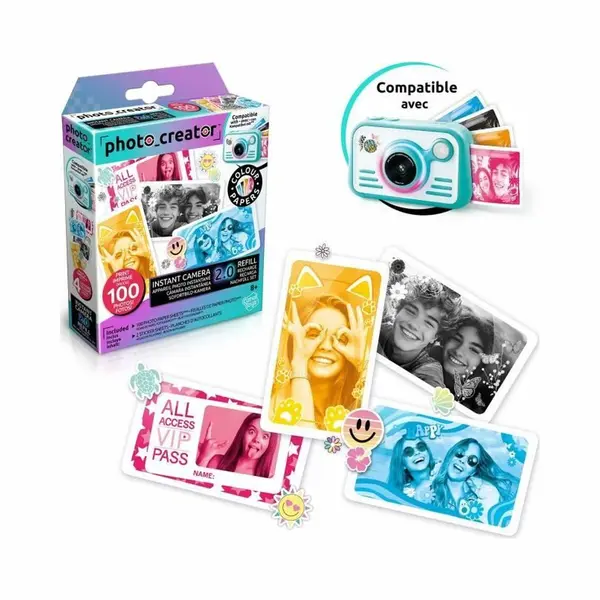 Canal Toys Photo Creator Instant Print Camera 2.0 Fotopapier Nachfüllset, Glänzendes Fotopapier, 100 Bilder, 2 Stickerbögen, Ab 8 Jahren thumbnail
