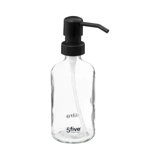5Five Zeeppompje/dispenser - Glas - Transparant - 250 Ml - Navulbaar - Toilet/keuken/badkamer