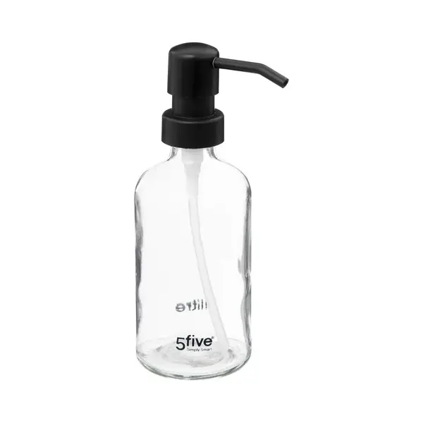 5Five Zeeppompje/dispenser - Glas - Transparant - 250 Ml - Navulbaar - Toilet/keuken/badkamer thumbnail