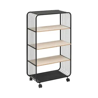 5Five Opbergrekje 4 Laags Met Planken - Metaal/hout - 55 X 28 X 96 Cm - Op Wielen - Meubels - Trolley - Kastje