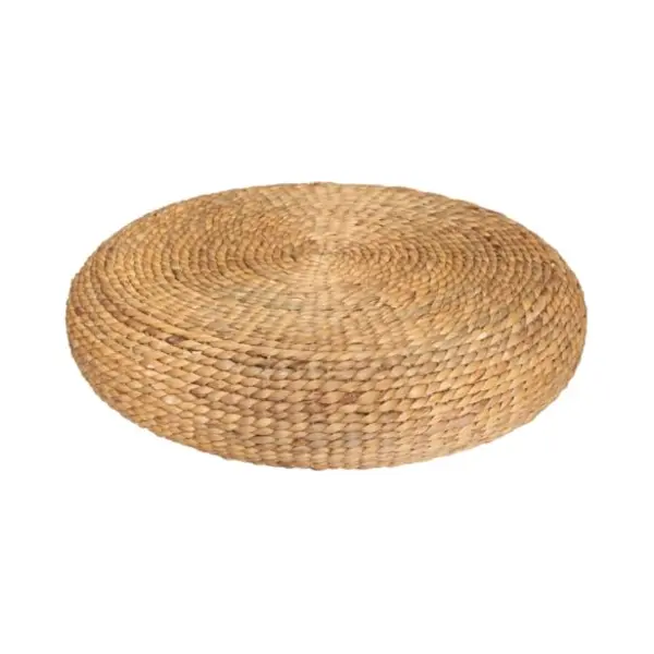 Atmosphera Createur D'interieur Atmosphera - Sitzhocker Wond - Geflochtene Wasserhyazinthe D. 55 Cm - Leinen Weiß thumbnail