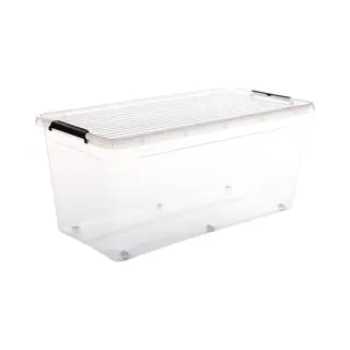 5Five Opberg Kist Met Deksel - Clip Box - 75 Liter - 76 X 39 X 35 Cm - Kunststof - Transparant - Met Wielen