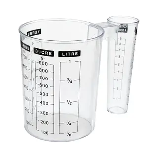 5Five Dubbele Maatbeker/mengbeker - Kunststof - Transparant - 1000 Ml - Keuken Artikelen