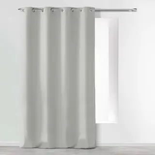 Douceur D'Intérieur Absolu Microfibre Curtain With Eyelets, Plain, Polyester, Polyester, Gray, 140 Cm X 260 Cm