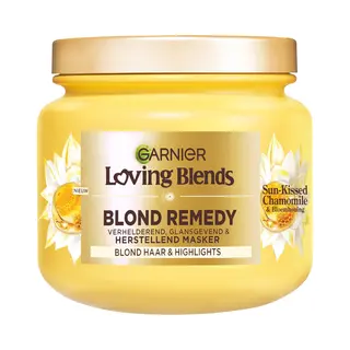 Garnier Loving Blends - Verhelderend, Glansgevend & Herstellend Haarmasker - Sun-Kissed Chamomile & Bloemenhoning - Blond Haar & Highlights - Kamille
