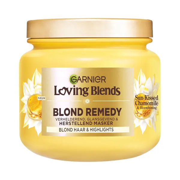 Garnier Loving Blends - Verhelderend, Glansgevend & Herstellend Haarmasker - Sun-Kissed Chamomile & Bloemenhoning - Blond Haar & Highlights - Kamille thumbnail