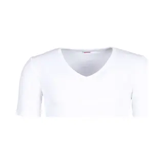 Damart Herren Kurzärmliges T-Shirt Aus Thermolactyl-Interlock-Strick Mit V-Ausschnitt Thermounterwäsche-Oberteil, Weiß, M