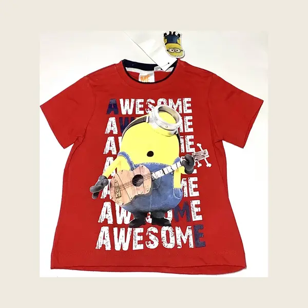 Minions T-shirt - Awesome - Rood - Maat 98/104 (4 Jaar) thumbnail