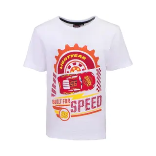 Disney Cars Shirt - Built For Speed - Wit - Maat 116 (6 Jaar)