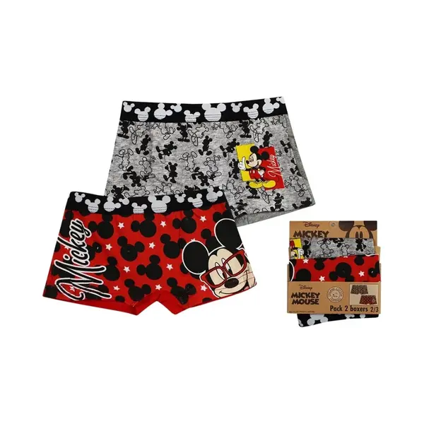 2 Pack Mickey Mouse Boxershorts Ondergoed Jongens Rood/grijs Maat 6/8jr thumbnail