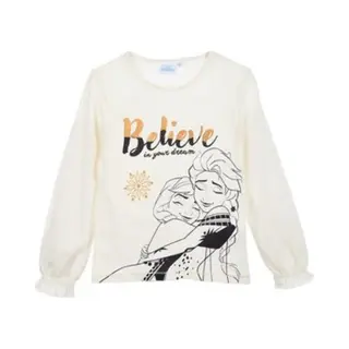 Disney Frozen Shirt - Lange Mouw - Elsa - Off White/Goud - Maat 92/98