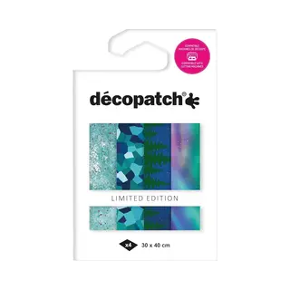 Décopatch TD927C - Assortiment De 4 Papiers Foil Avec Dorure à Chaud - Papier Déco Noël - Aurores Boréales