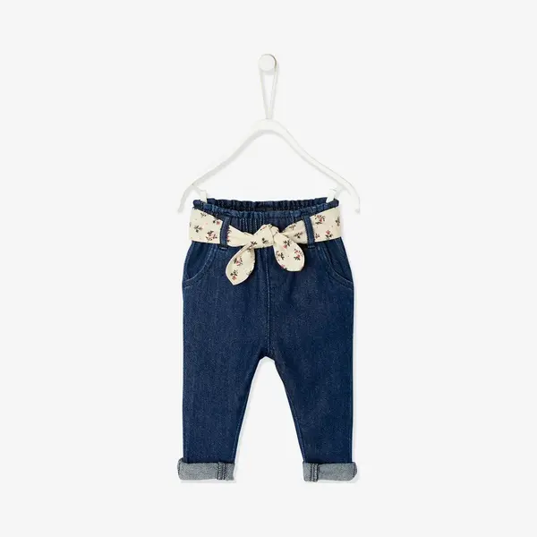 Vertbaudet Babyjeans Met Stoffen Riem Onbewerkt Denim thumbnail