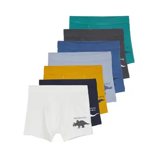 Vertbaudet Set Van 7 Stretchboxers Voor Jongens Dino's Oeko-Tex® Set Ivoor