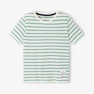 Vertbaudet Jungen T-Shirt Mit Streifen Aqua Gestreift 152