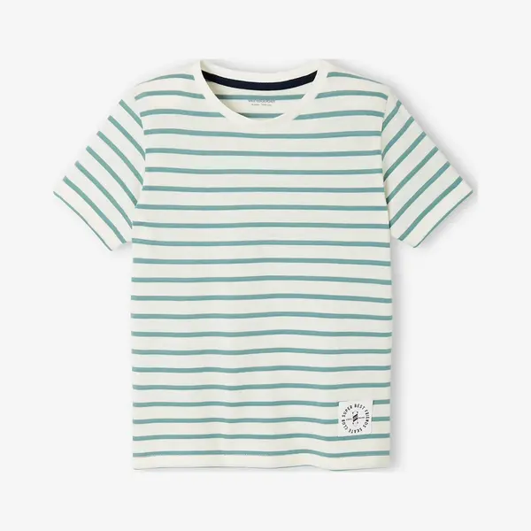 Vertbaudet Jungen T-Shirt Mit Streifen Aqua Gestreift 152 thumbnail