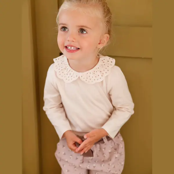 Vertbaudet Baby Shirt Mit Besticktem Kragen Hellbeige 68 thumbnail