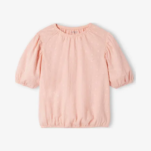 Vertbaudet Meisjesblouse Van Pointelle Breisel Lichtroze thumbnail