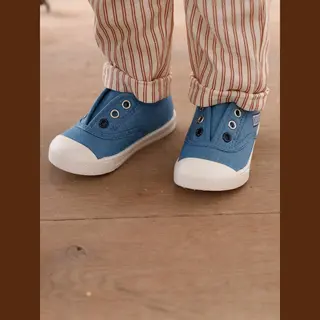 Vertbaudet Elastische Stoffen Babysneakers Jeansblauw