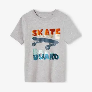 Vertbaudet Jongensshirt Met Pailletten Gemêleerd Grijs