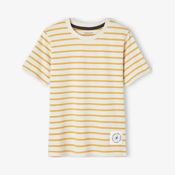 Vertbaudet Marinière Jongensshirt Korte Mouwen Geel, Gestreept thumbnail