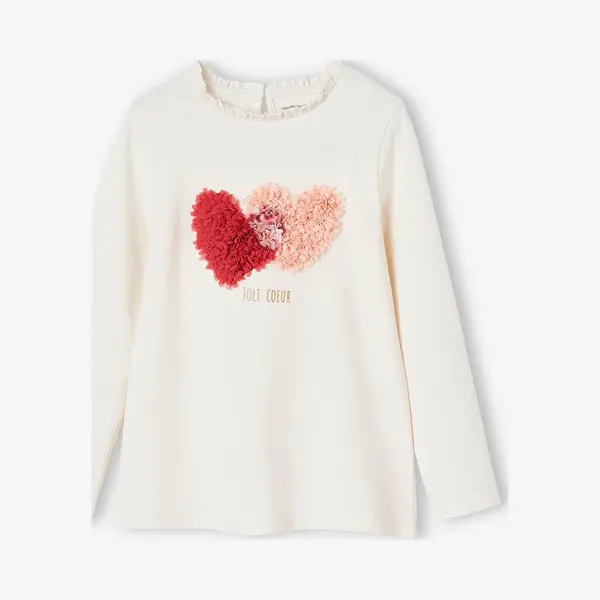 Vertbaudet T-shirt Met Versiering En Motief Froufrou Oeko-Tex® Ecru thumbnail