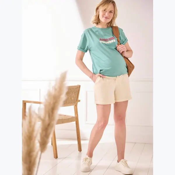 Vertbaudet Zwangerschapsshort Van Fleece Zandbeige thumbnail
