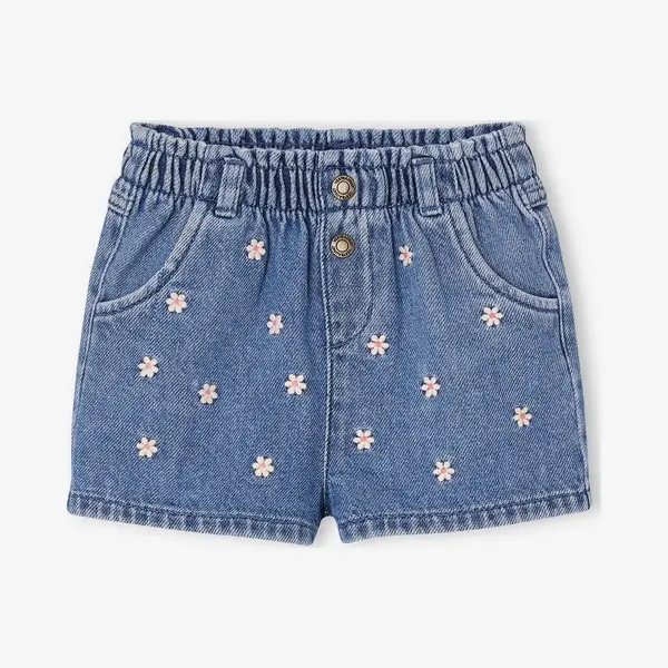 Vertbaudet Baby Denim Short Met Madeliefborduursel Stone thumbnail