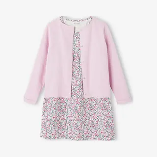Vertbaudet Set Jurk + Cardigan Voor Meisje Zachtpaars