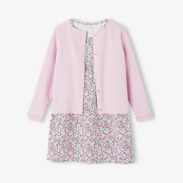 Vertbaudet Set Jurk + Cardigan Voor Meisje Zachtpaars thumbnail