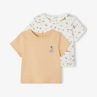 Vertbaudet Set Van 2 Geboorte T-shirts Met Korte Mouwen Van Biologisch Katoen Beige