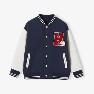 Vertbaudet College-Sweatjacke Mit Aufnäher Jungen Marine 140