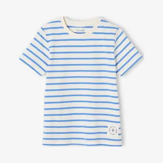 Vertbaudet Marinière Jongensshirt Korte Mouwen Azuurblauw