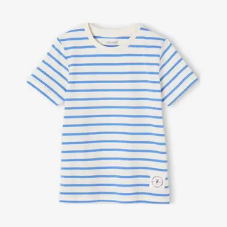 Vertbaudet Marinière Jongensshirt Korte Mouwen Azuurblauw