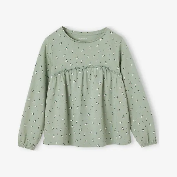 Vertbaudet Langarmshirt Mädchen Blusenshirt Mit Print Ballonärmel thumbnail