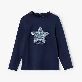 Vertbaudet T-shirt Met Versiering En Motief Froufrou Oeko-Tex® Marineblauw