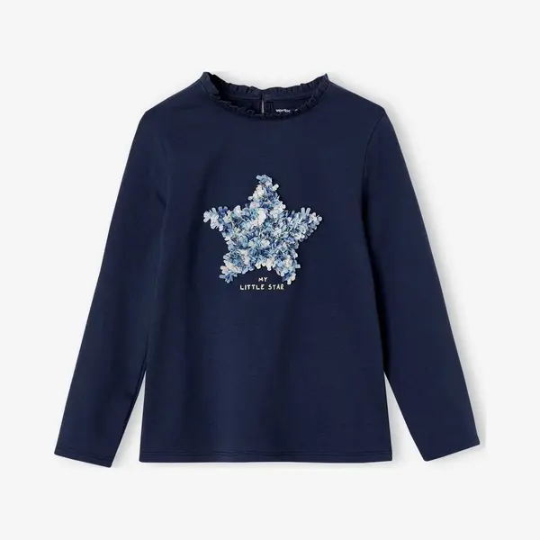 Vertbaudet Mädchen Shirt Mit Rüschendetails Marine 140 thumbnail